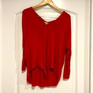 Gorgeous hi-lo red boat neck shirt